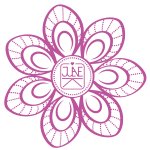 Julis Art Logo with geometry flower. pink on a transparent background. selfmade.